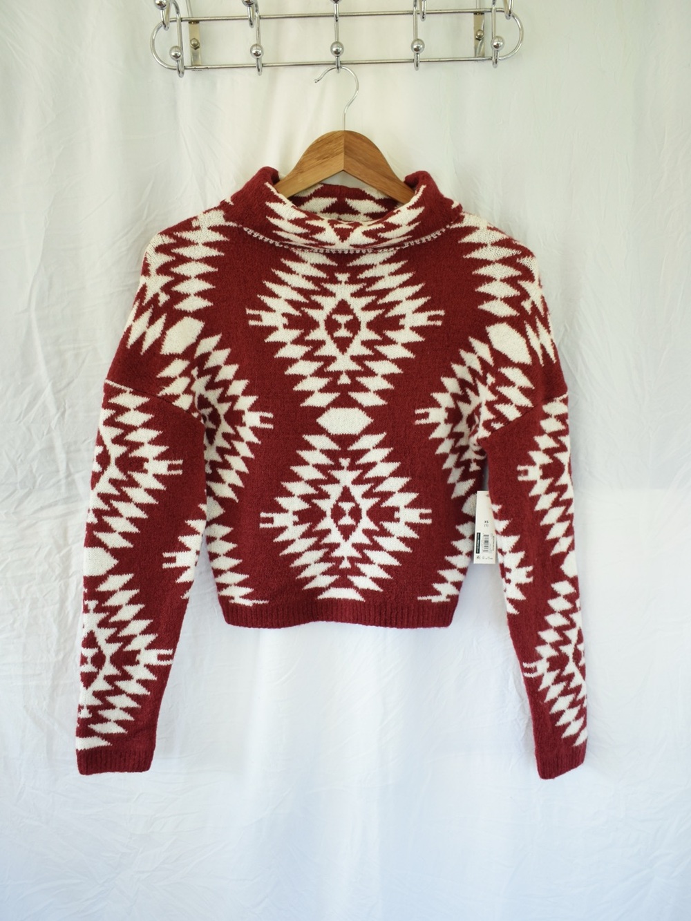 Burgundy and White Turtleneck Sweater - NWT